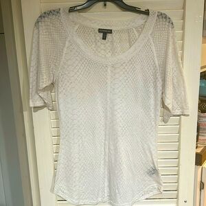 Light Cream Colored Short Sleeve Animal Skin Print Top